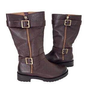 Vionic Women's Mystic Marlow Mid Calf Boots Brown Size 8 Full Zip Buckle